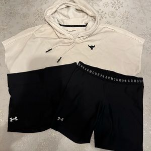 Underarmour LOT project rock hoodie and compression shorts
